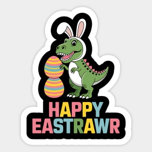 Happy Eastrawr Trex Easter Bunny Egg Funny Dinosaur Kids Sticker